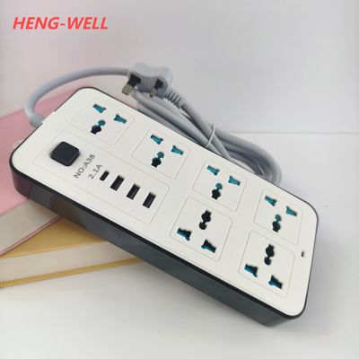 250V 6A stopcontact met 6WAY universele gaten 3USB A 1USB C Compatibel met UK US EU AU & IT-plugs